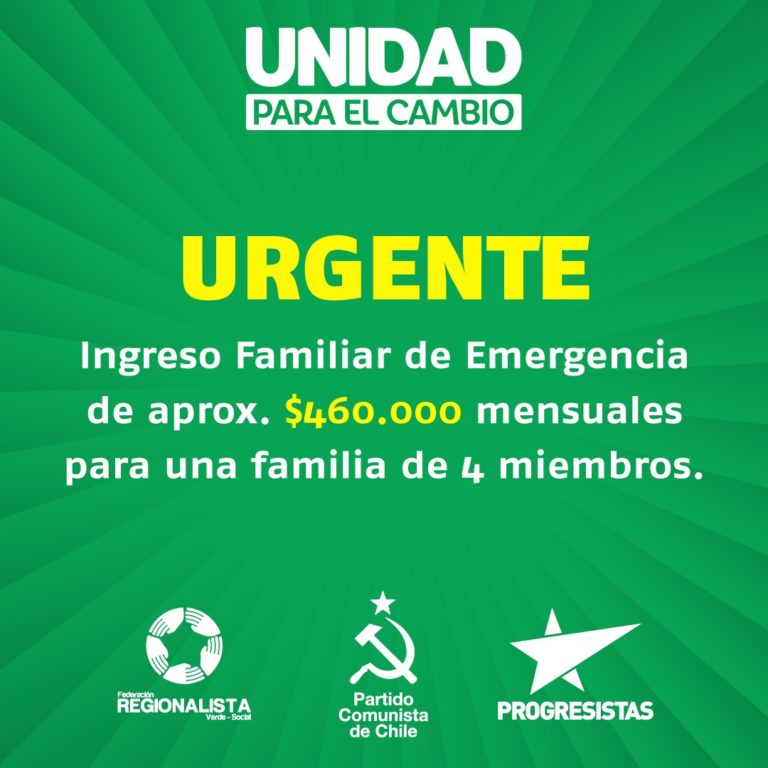 El Ingreso Familiar de Emergencia debe ser por sobre la línea de la pobreza y es una necesidad urgente señala Lautaro Carmona