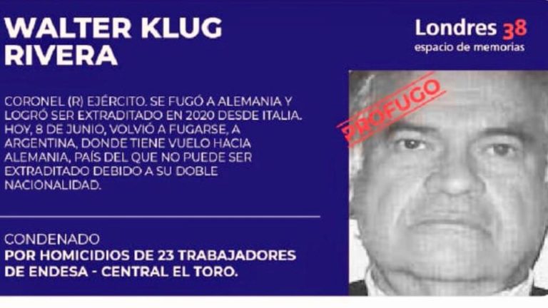 El represor chileno prófugo Walter Klug Rivera fue detenido en Buenos Aires. Lo capturó la policía federal
