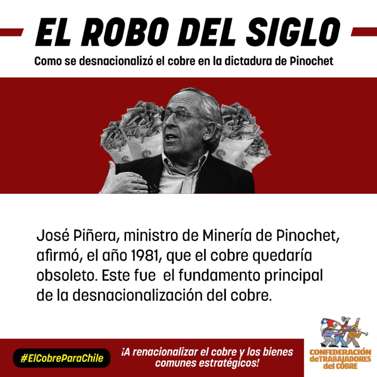 Manuel Ahumada: “Trabajadores del cobre piden anulación del “Decreto Ley de Concesión Plena” y frenar el proceso de des-nacionalización del metal rojo