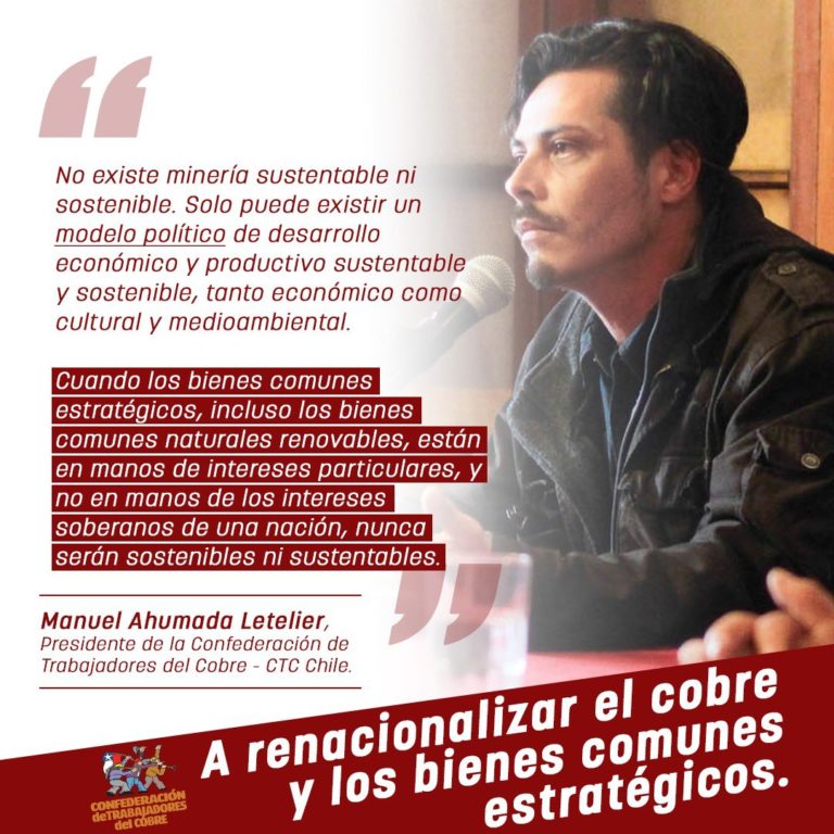 Manuel Ahumada, presidente de la CTC sobre un nuevo modelo: “Requiere que bienes comunes y estratégicos sean devueltos al pueblo soberano”.