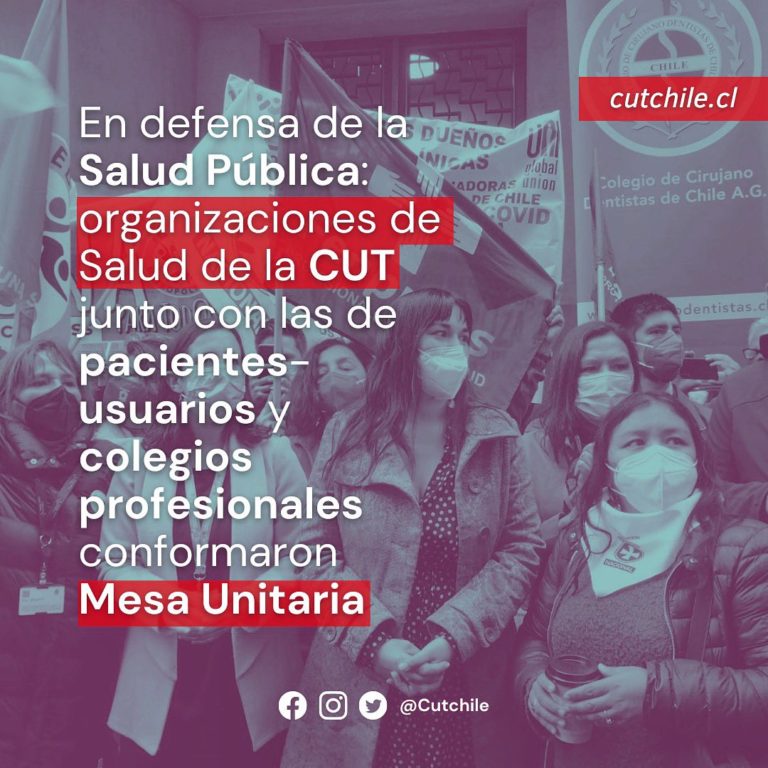 Organizaciones de la salud de la Cut, junto a usuarios y colegios profesionales anunciaron creación de mesa unitaria