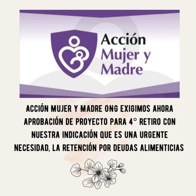 Especial de Prensa: Organización Acción Mujer y Madre presenta indicaciones en proyecto de cuarto retiro para el pago de pensiones alimenticias.