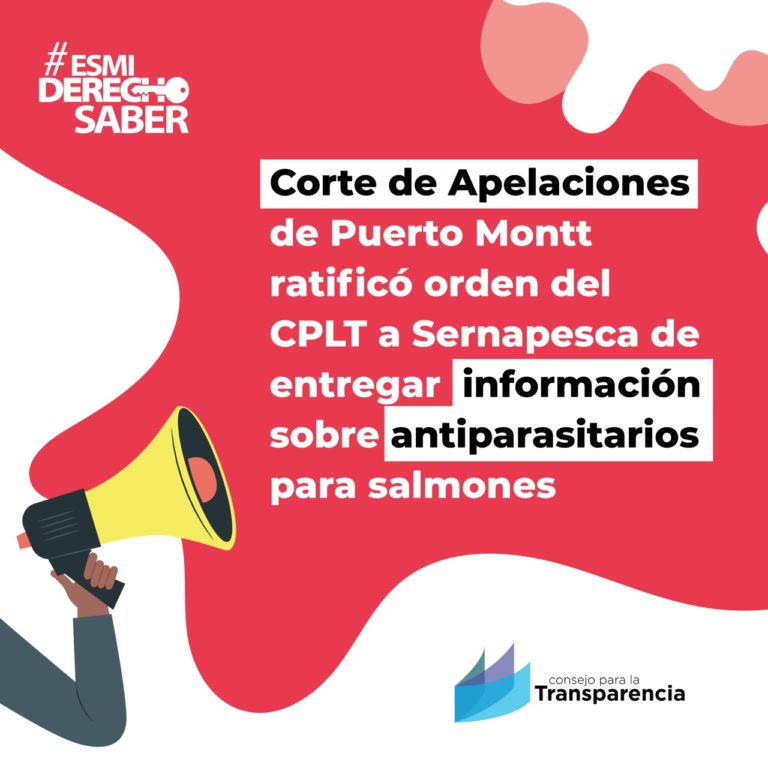 Orden del CPLT a Sernapesca de entregar información sobre antiparasitarios usados en salmones fue ratificada por Corte de Apelaciones de Puerto Montt