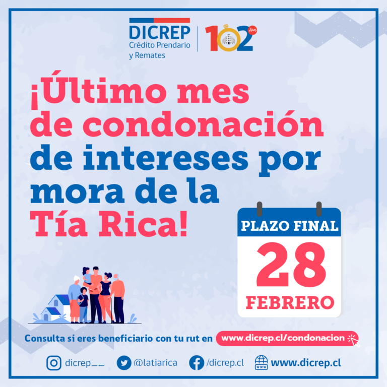 Hasta el 28 de febrero: Condonación de intereses por mora en “la Tía Rica”