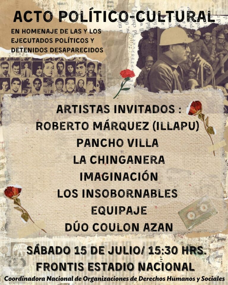 Coordinadora Nacional de DDHH invita a homenaje político-cultural en el frontis del Estadio Nacional