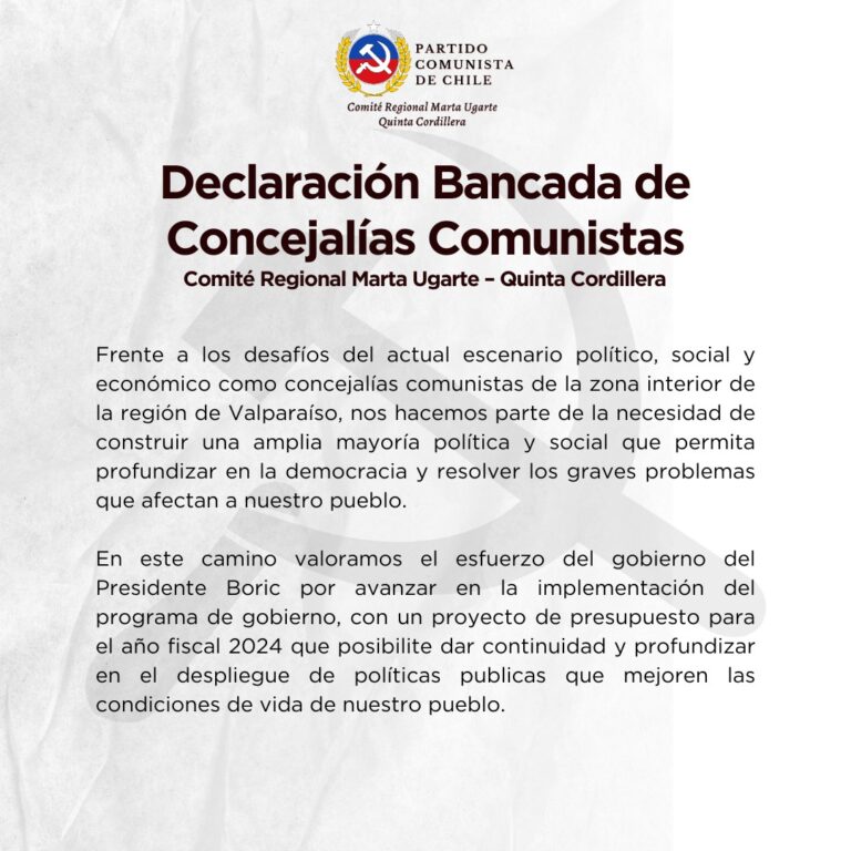 Declaración concejalías comunistas Quinta Cordillera ante presupuesto 2024: “Redoblar el trabajo para fortalecer gobiernos locales”