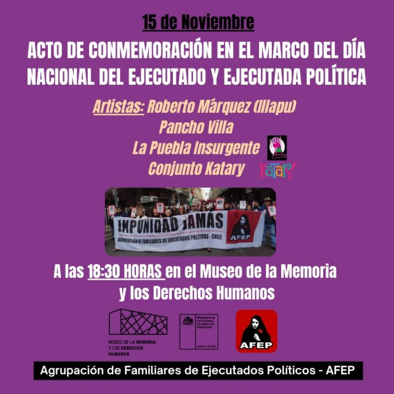 Alicia Lira, presidenta de la AFEP, invita este viernes al acto de conmemoración por el día Nacional del Ejecutado y Ejecutada Política