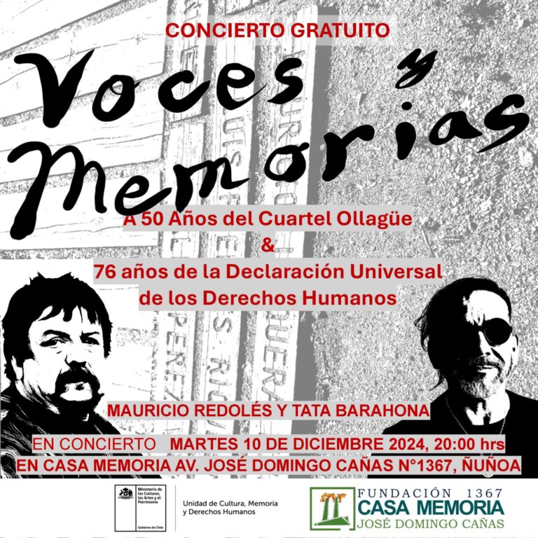 Casa de Memoria José Domingo Cañas tendrá concierto de música y memoria en el día de los DDHH